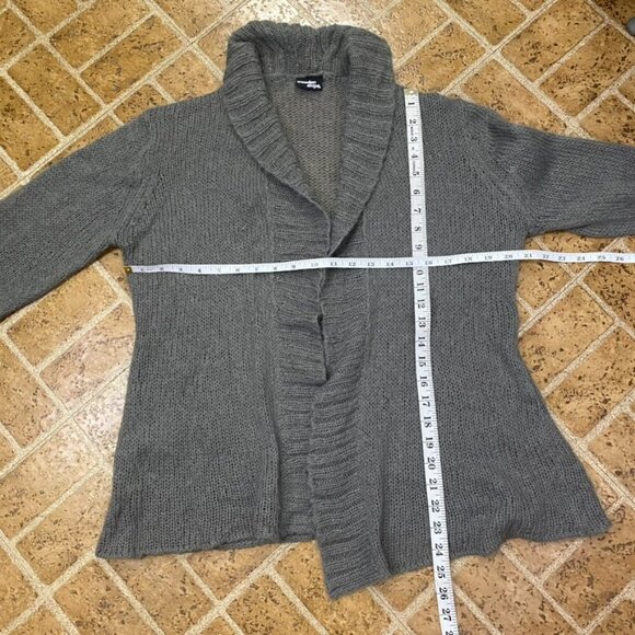 Wooden Ships Gray Mohair and Wool Blend Open Front Cardigan Sweater - Picture 9 of 9